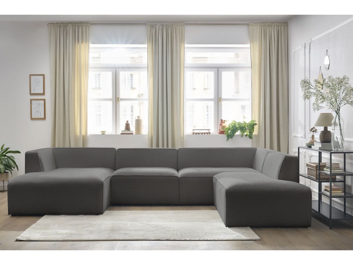 Canapé panoramique MEGEVE bouclette gris foncé — vue 6