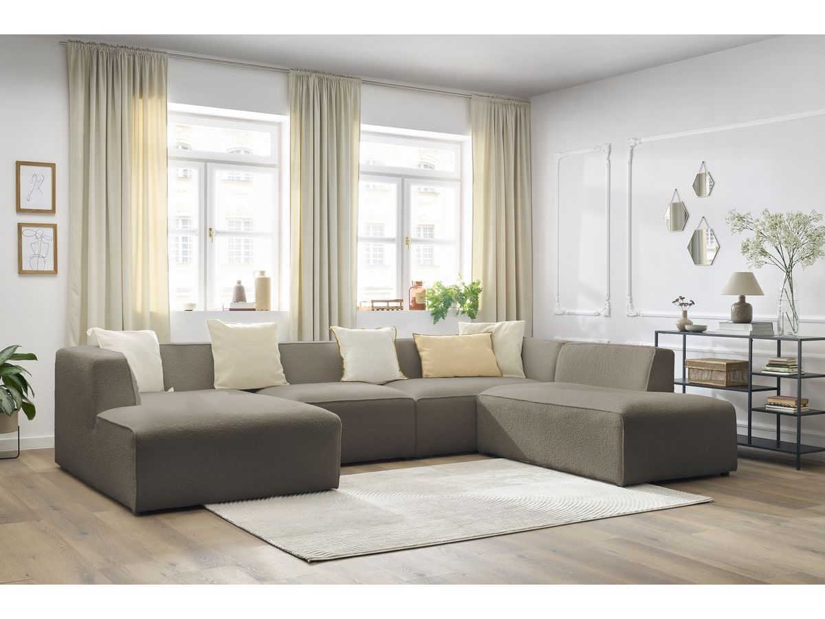 Canapé panoramique MEGEVE bouclette marron