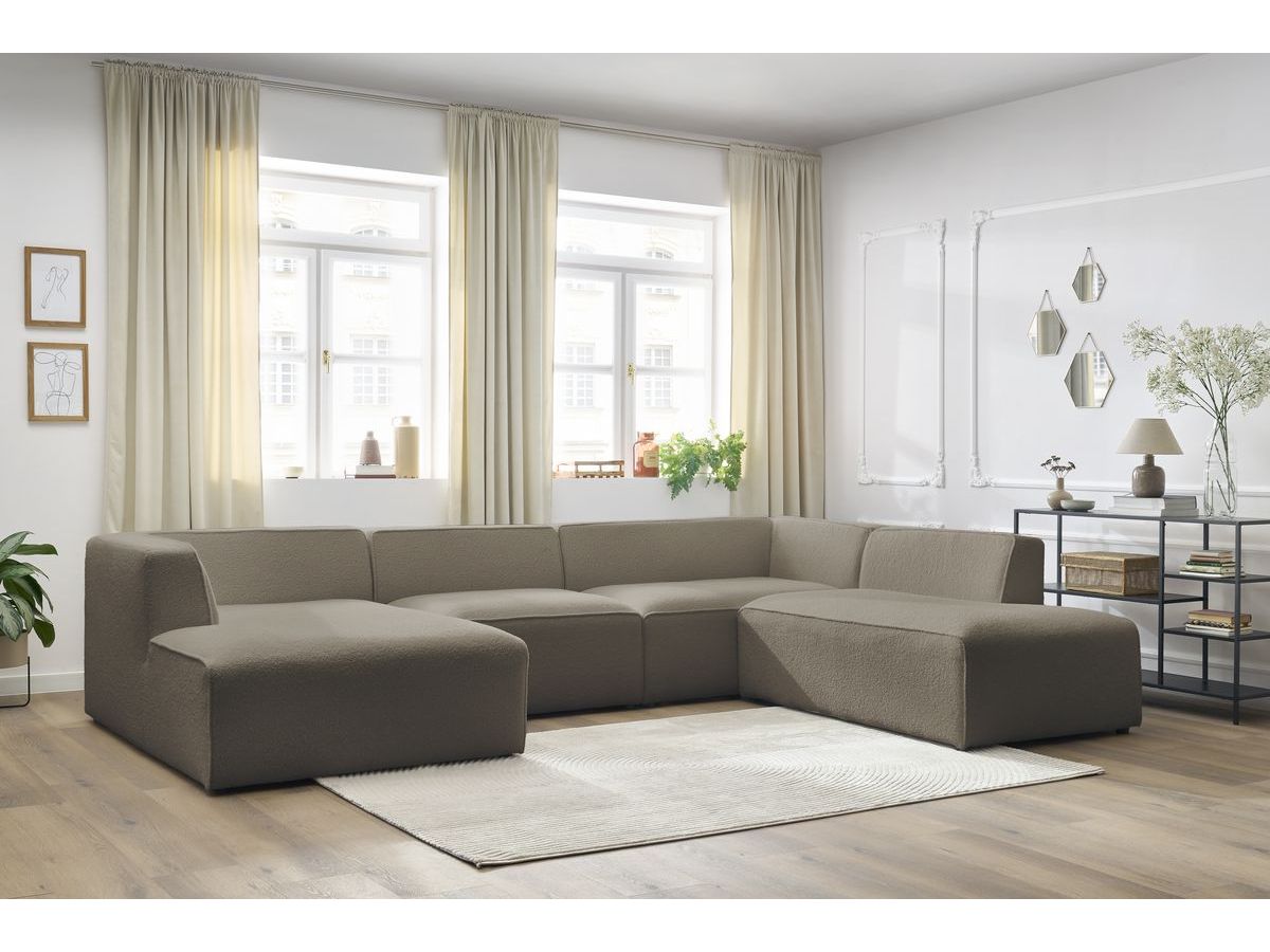 Canapé panoramique MEGEVE bouclette marron — vue 4