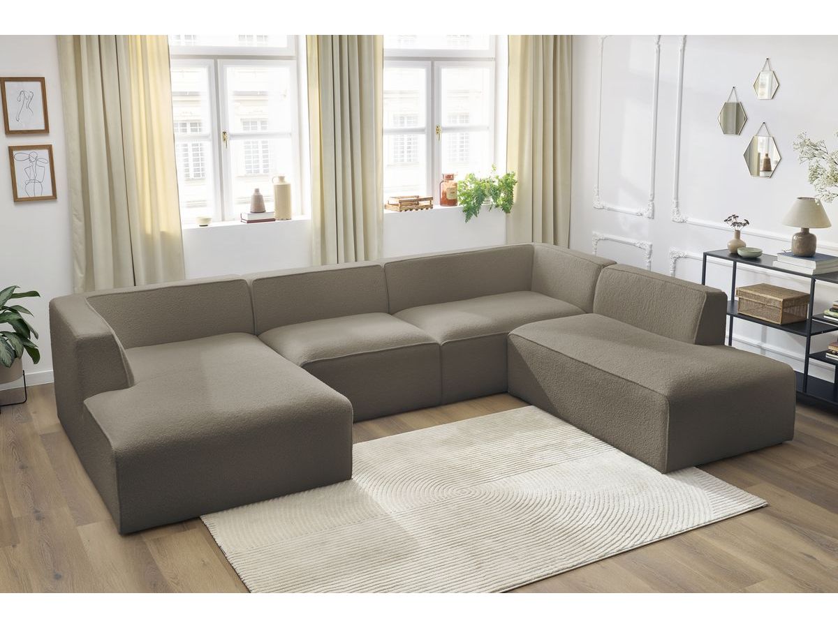 Canapé panoramique MEGEVE bouclette marron — vue 5