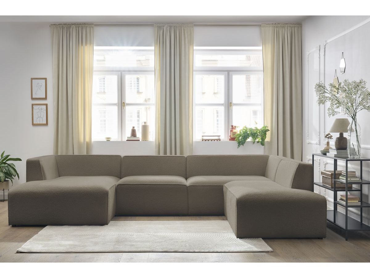 Canapé panoramique MEGEVE bouclette marron — vue 6