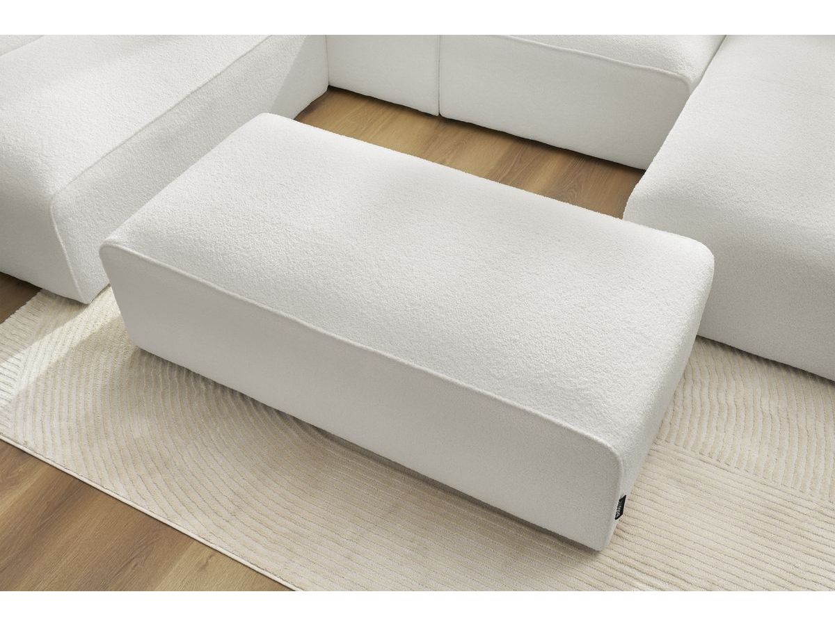 Canapé d'angle fixe EVEREST tissu chiné - Orange - Angle droit - 10 coussins
