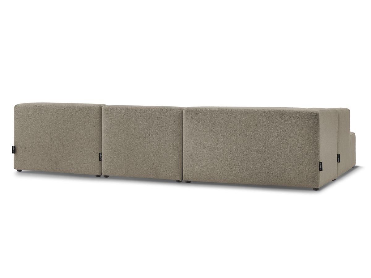 Canapé panoramique fixe MEGEVE avec pouf tissu bouclette