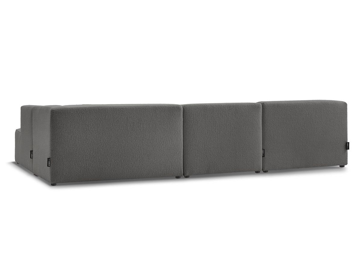 Canapé panoramique fixe MEGEVE avec pouf tissu bouclette