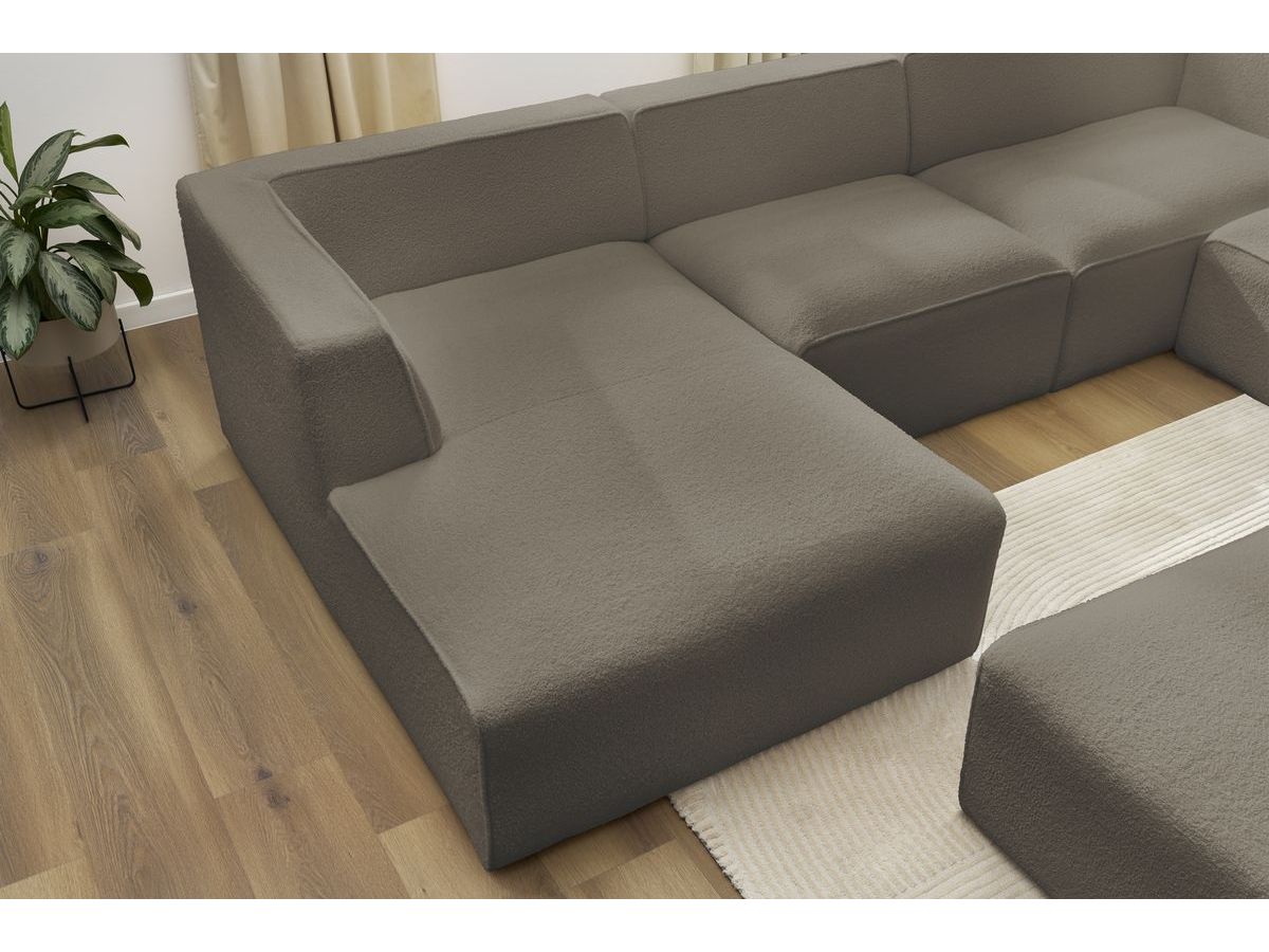Canapé d'angle fixe EVEREST tissu chiné - Orange - Angle droit - 10 coussins