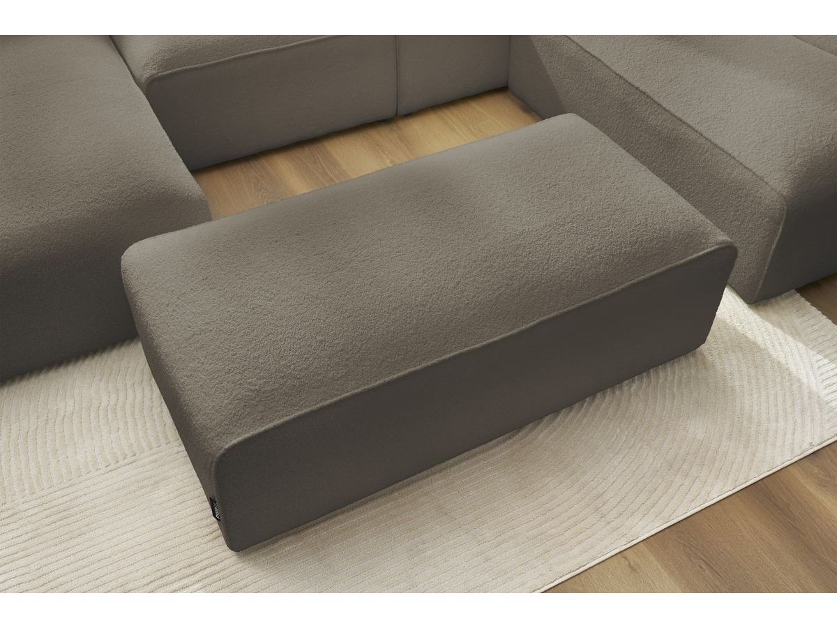 Canapé d'angle fixe EVEREST tissu chiné - Orange - Angle droit - 10 coussins