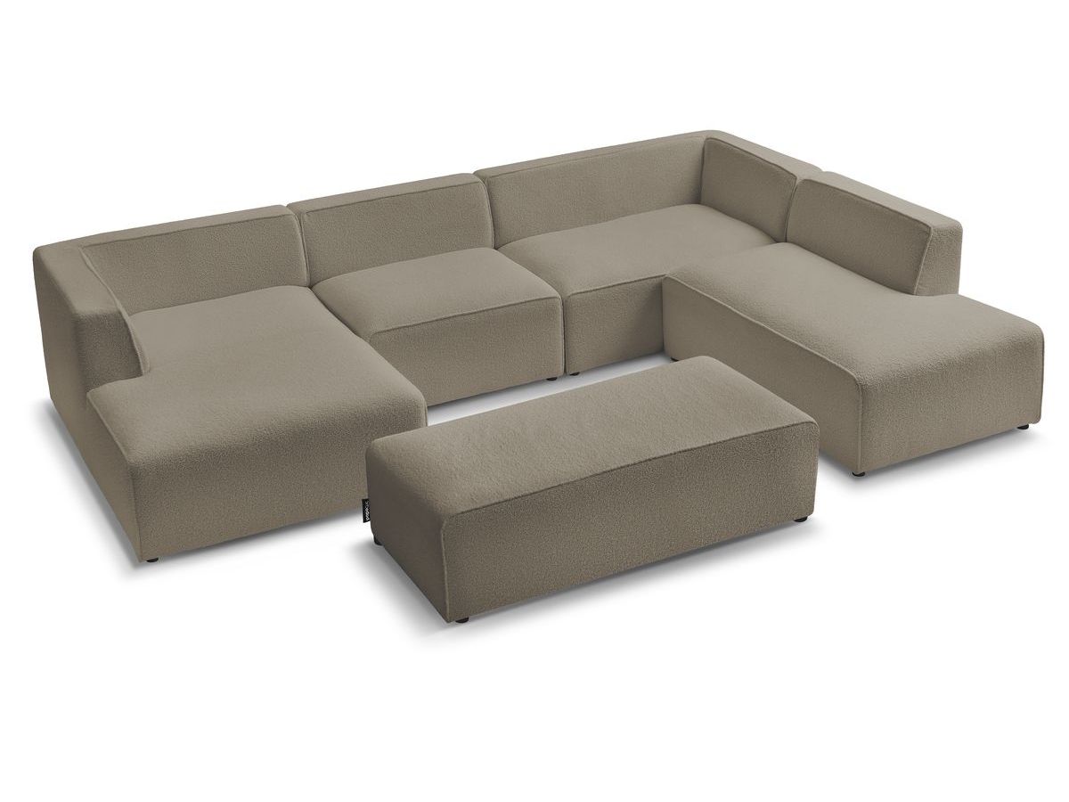 Canapé d'angle fixe EVEREST tissu chiné - Orange - Angle droit - 10 coussins