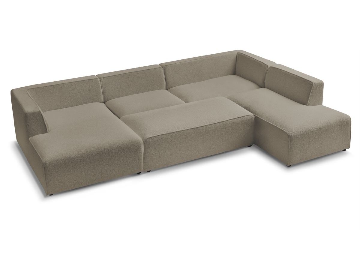 Canapé d'angle fixe EVEREST tissu chiné - Orange - Angle droit - 10 coussins