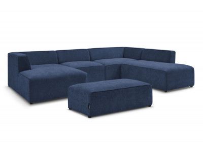 Canapé panoramique fixe MEGEVE avec pouf tissu texturé