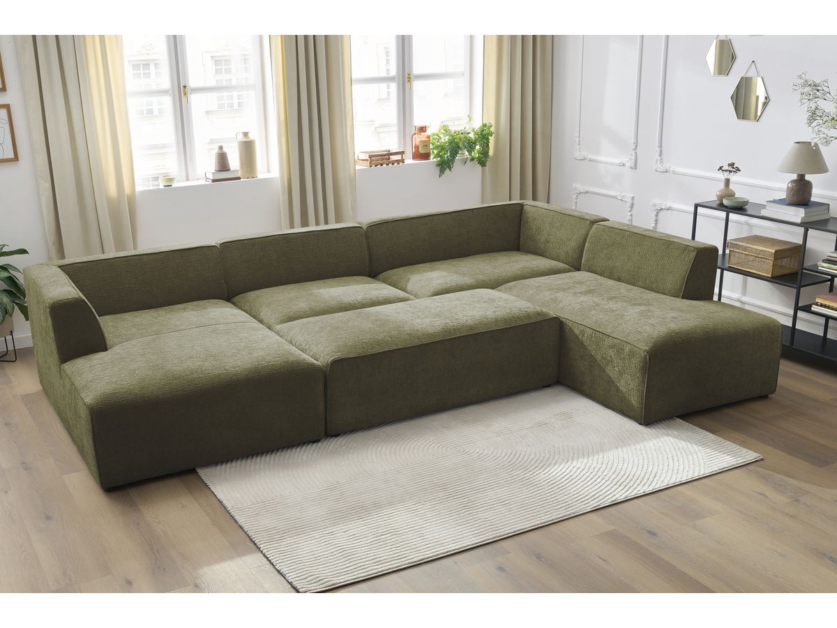 Canapé panoramique MEGEVE avec pouf texturé vert — vue 5
