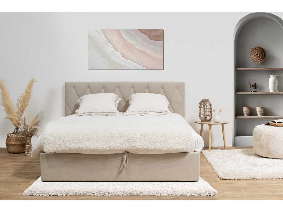 COLETTE opbergbed in structuurstof met linnen