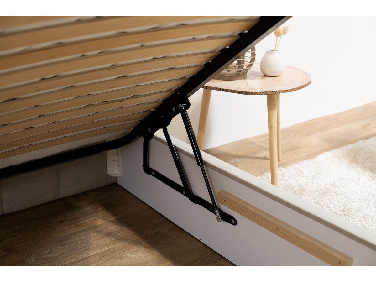 COLETTE opbergbed in structuurstof met linnen