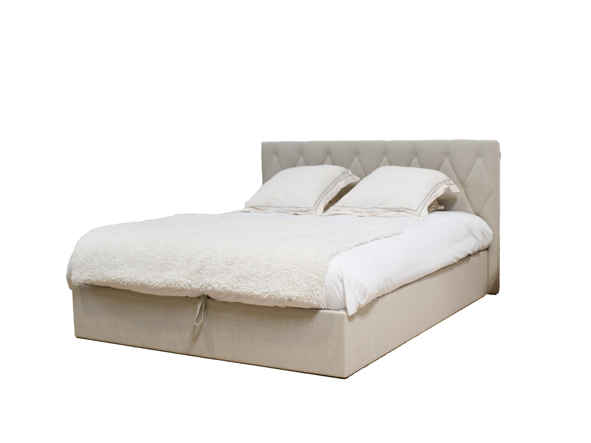 COLETTE opbergbed in structuurstof met linnen