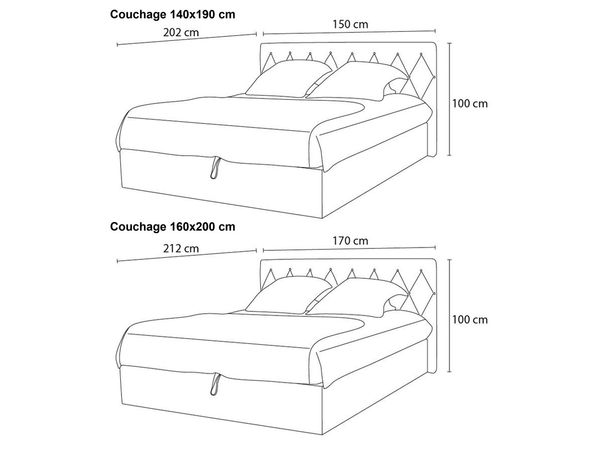 COLETTE opbergbed in structuurstof met linnen