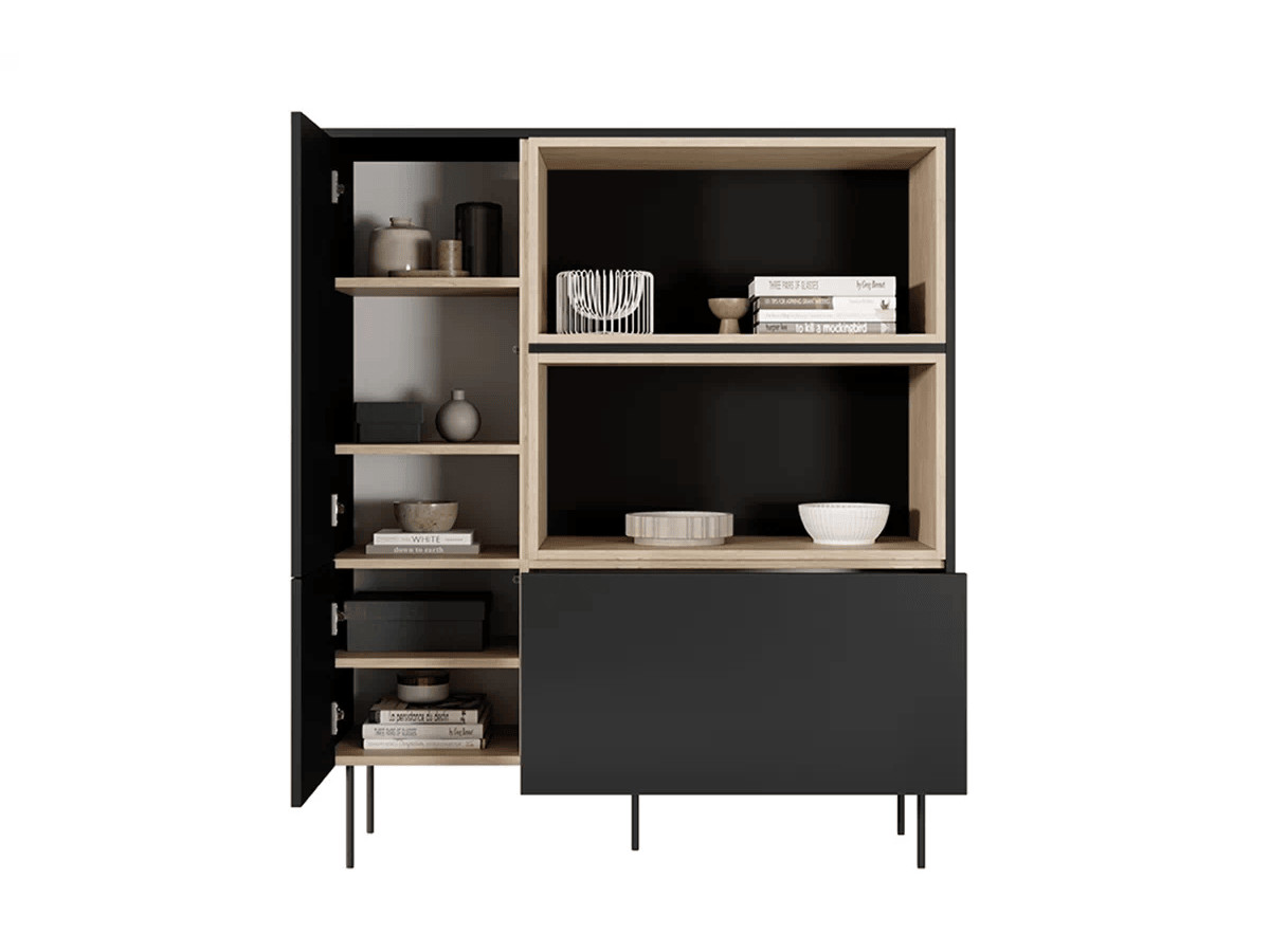 Buffet haut 2 portes 120 cm ATLAS avec niches noir — vue 6