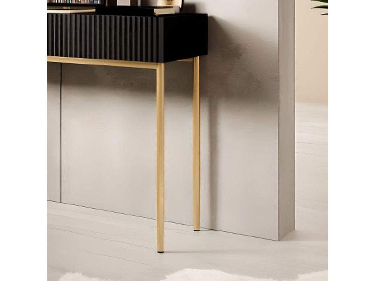 Console 2 tiroirs KASHA Pieds or noir — vue 6
