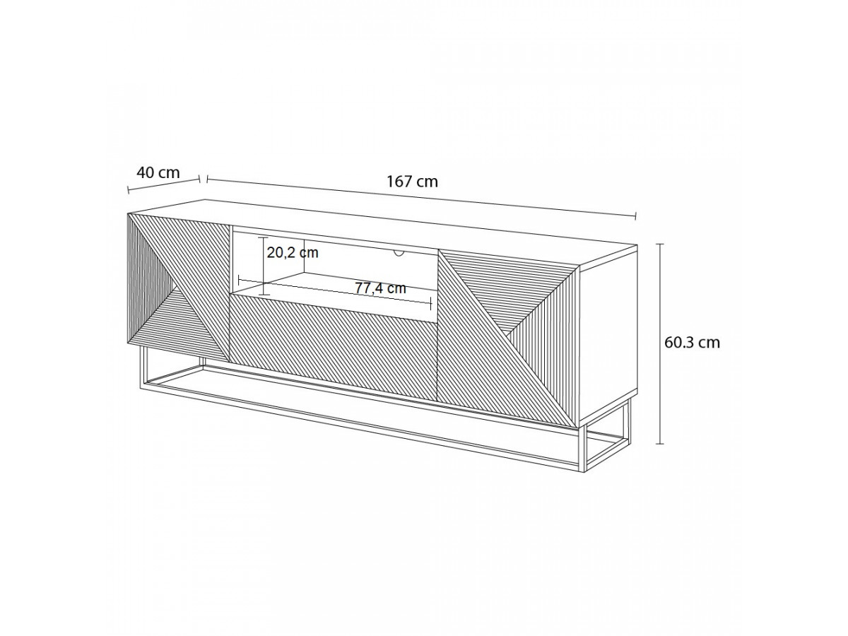 167 cm ALICE TV-meubel met metalen poten