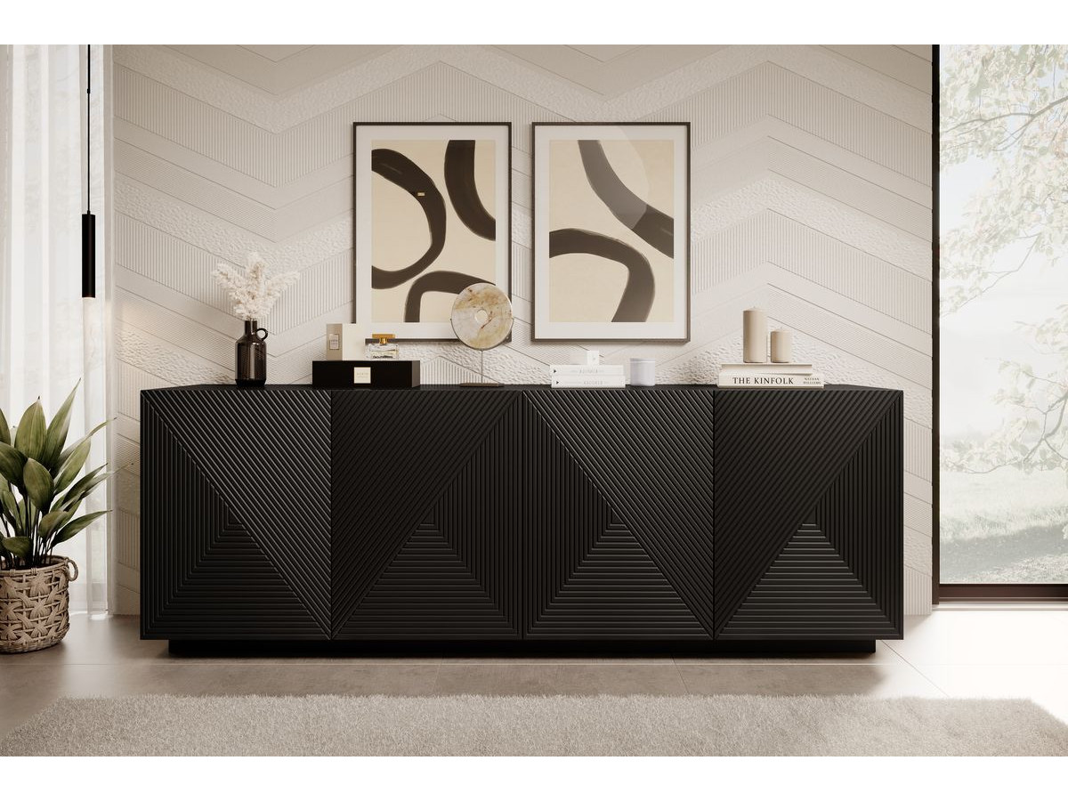 ALICE set met tv-meubel met nis van 200 cm + 4-deurs dressoir van 200 cm