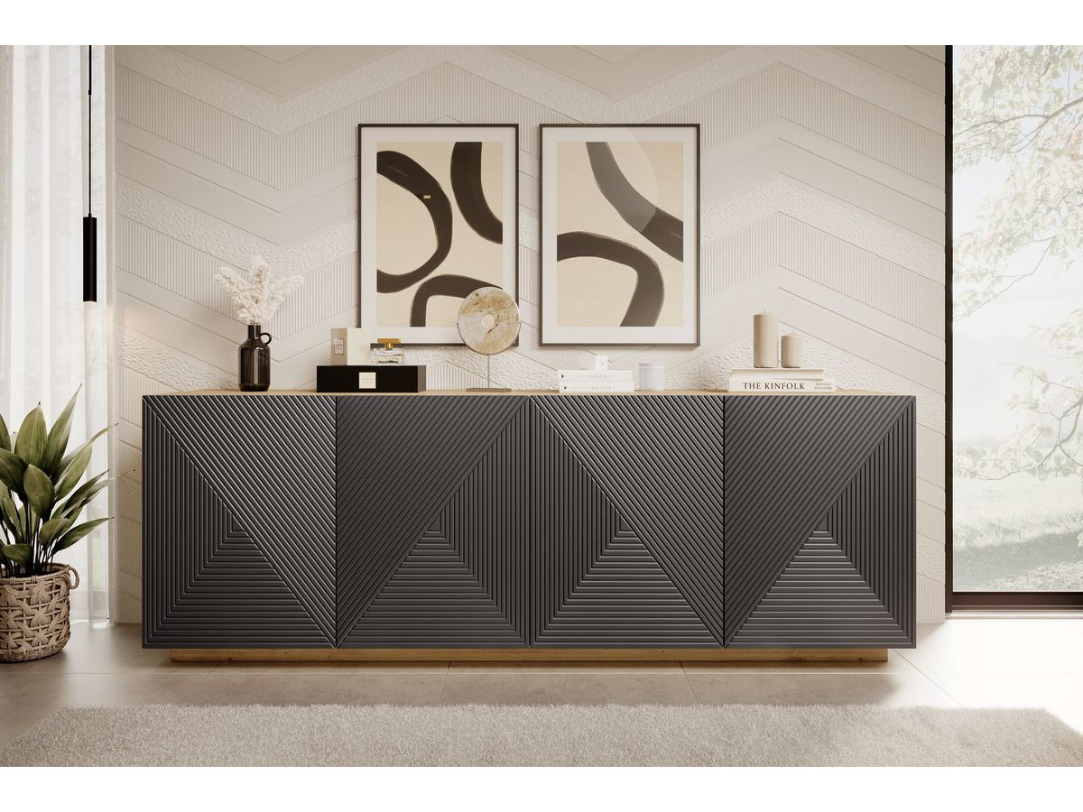 ALICE set met tv-meubel met nis van 200 cm + 4-deurs dressoir van 200 cm
