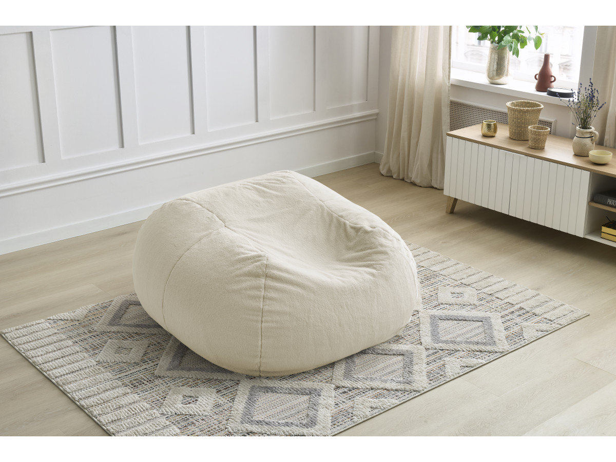 Pouf ultra moelleux MERIBEL tissu imitation fourrure