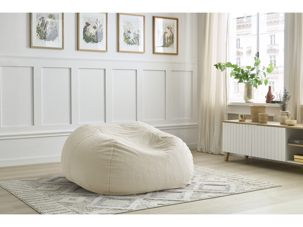 Pouf ultra moelleux MERIBEL tissu imitation fourrure