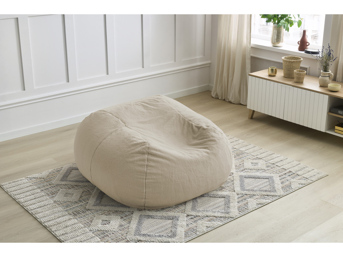 Pouf ultra moelleux MERIBEL tissu imitation fourrure