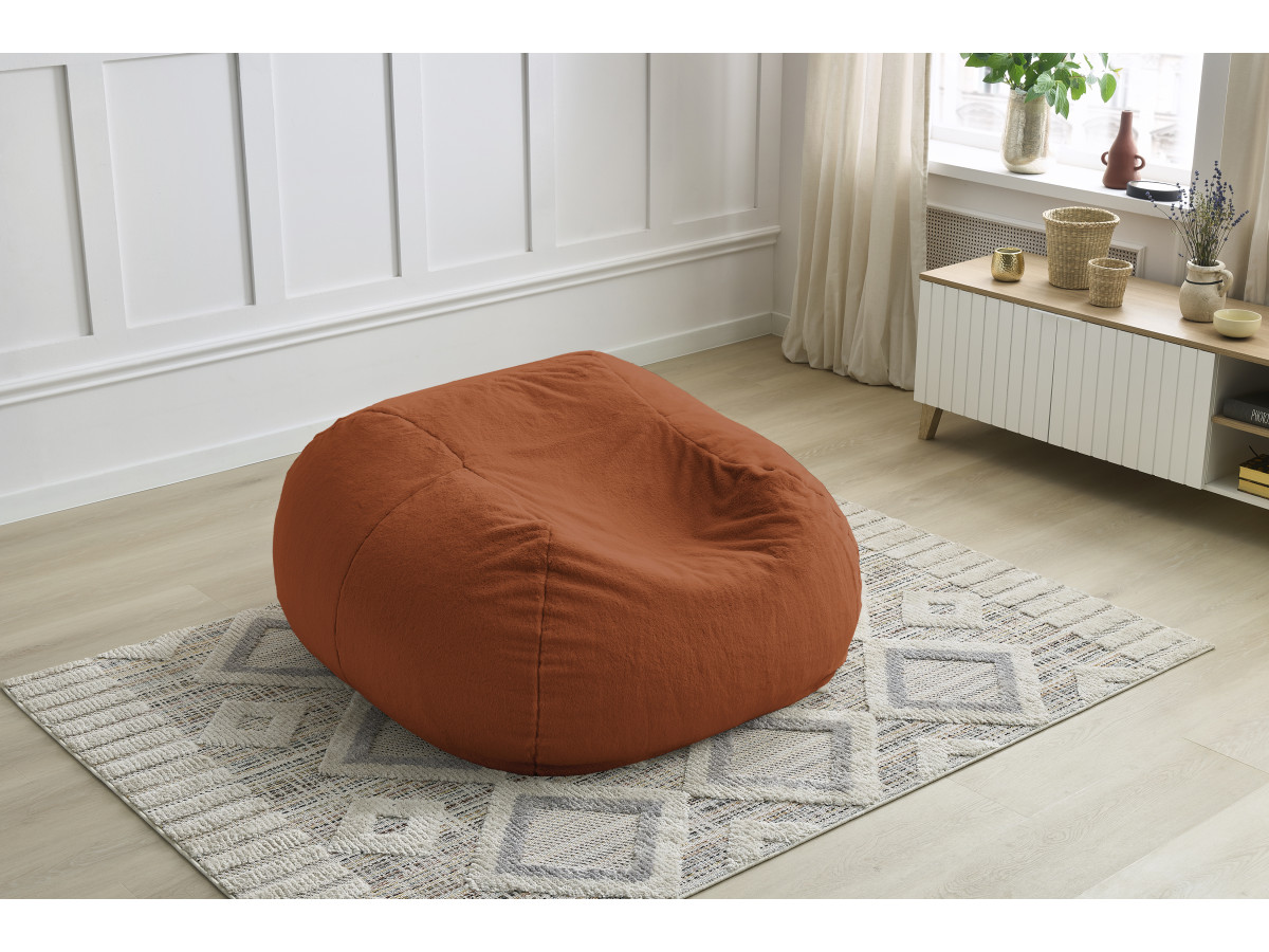 Pouf ultra moelleux MERIBEL tissu imitation fourrure
