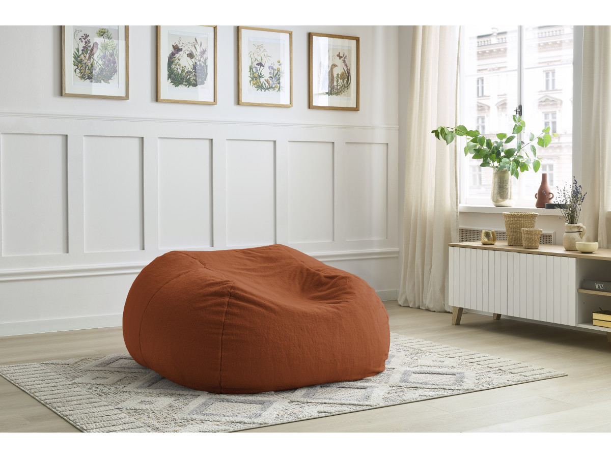 Pouf ultra moelleux MERIBEL tissu imitation fourrure