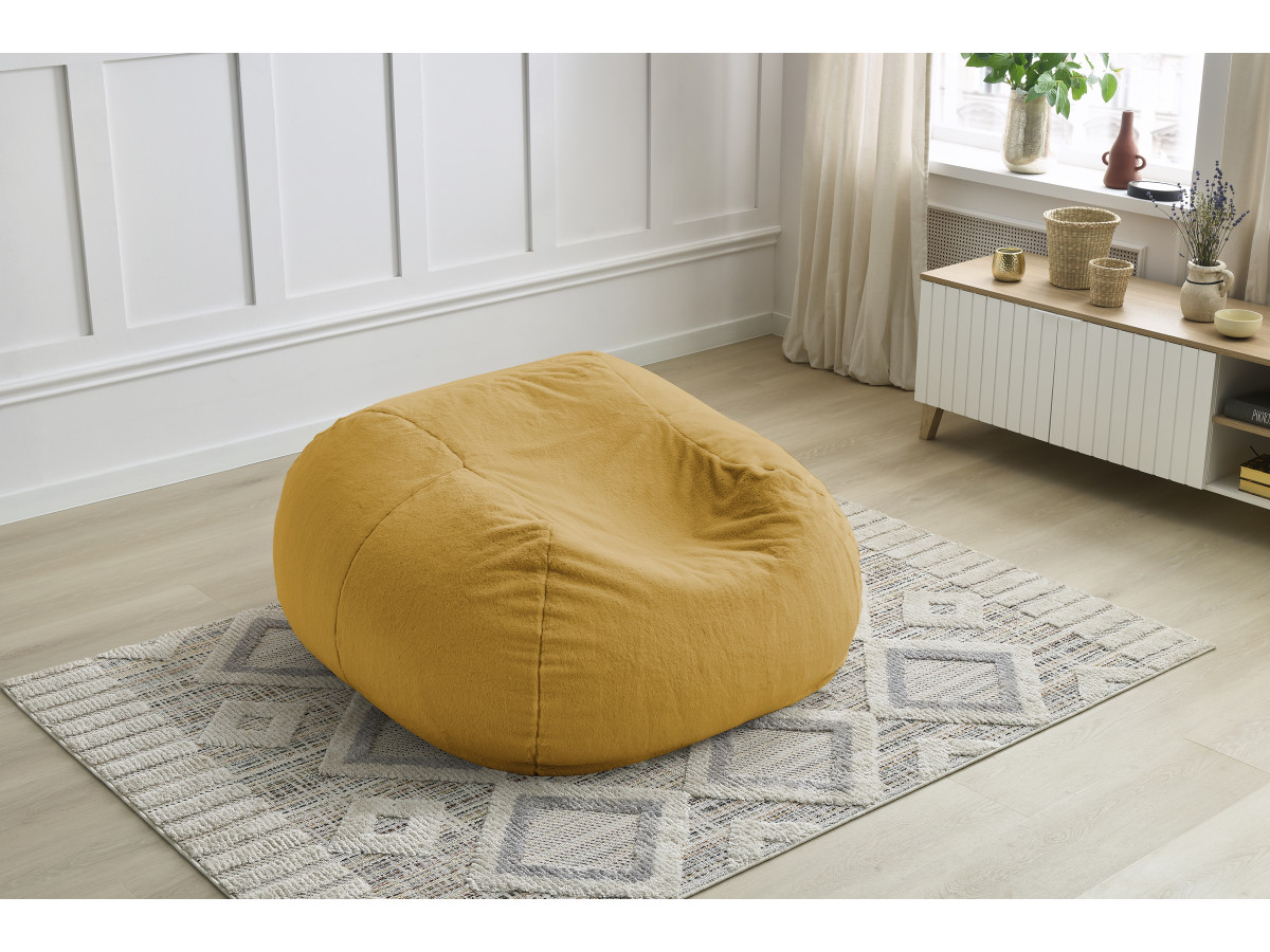 Pouf ultra moelleux MERIBEL tissu imitation fourrure