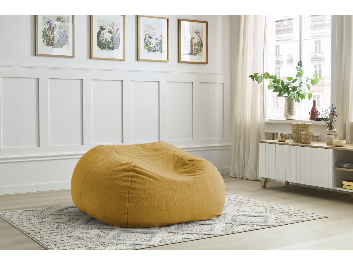 Pouf ultra moelleux MERIBEL tissu imitation fourrure