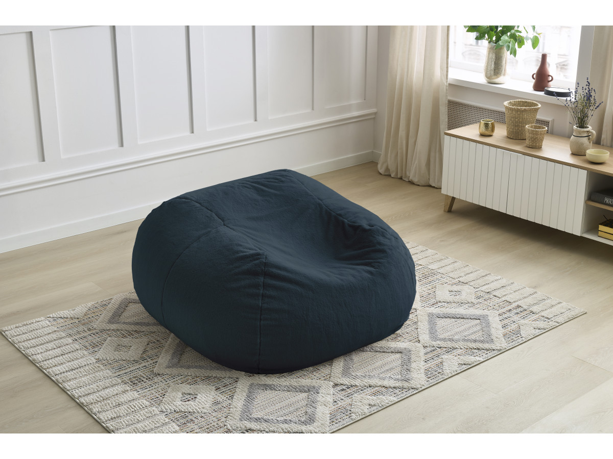 Pouf ultra moelleux MERIBEL tissu imitation fourrure