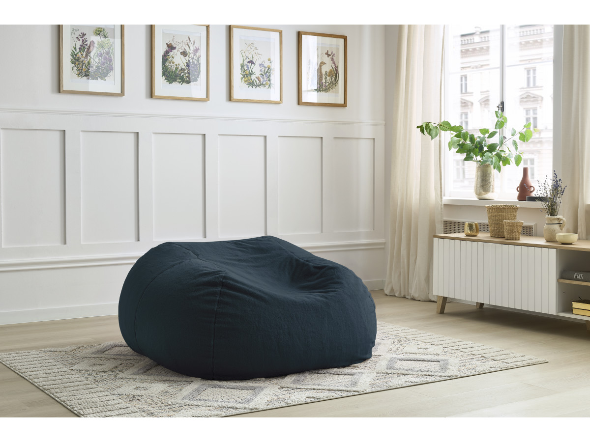 Pouf ultra moelleux MERIBEL tissu imitation fourrure