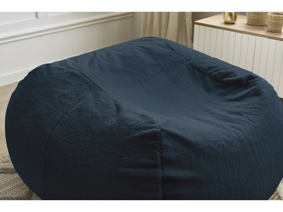 Pouf ultra moelleux MERIBEL tissu imitation fourrure