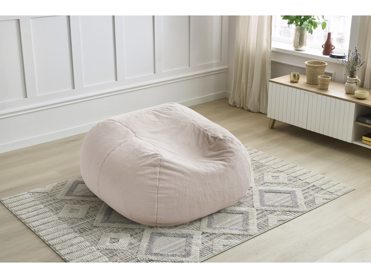 Pouf ultra moelleux MERIBEL tissu imitation fourrure