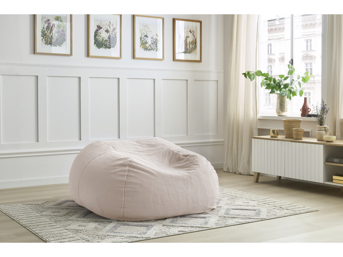 Pouf ultra moelleux MERIBEL tissu imitation fourrure