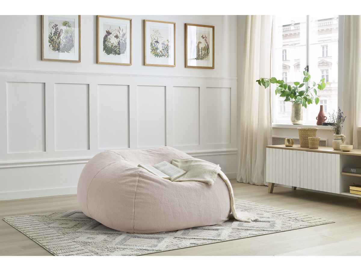 Pouf ultra moelleux MERIBEL tissu imitation fourrure