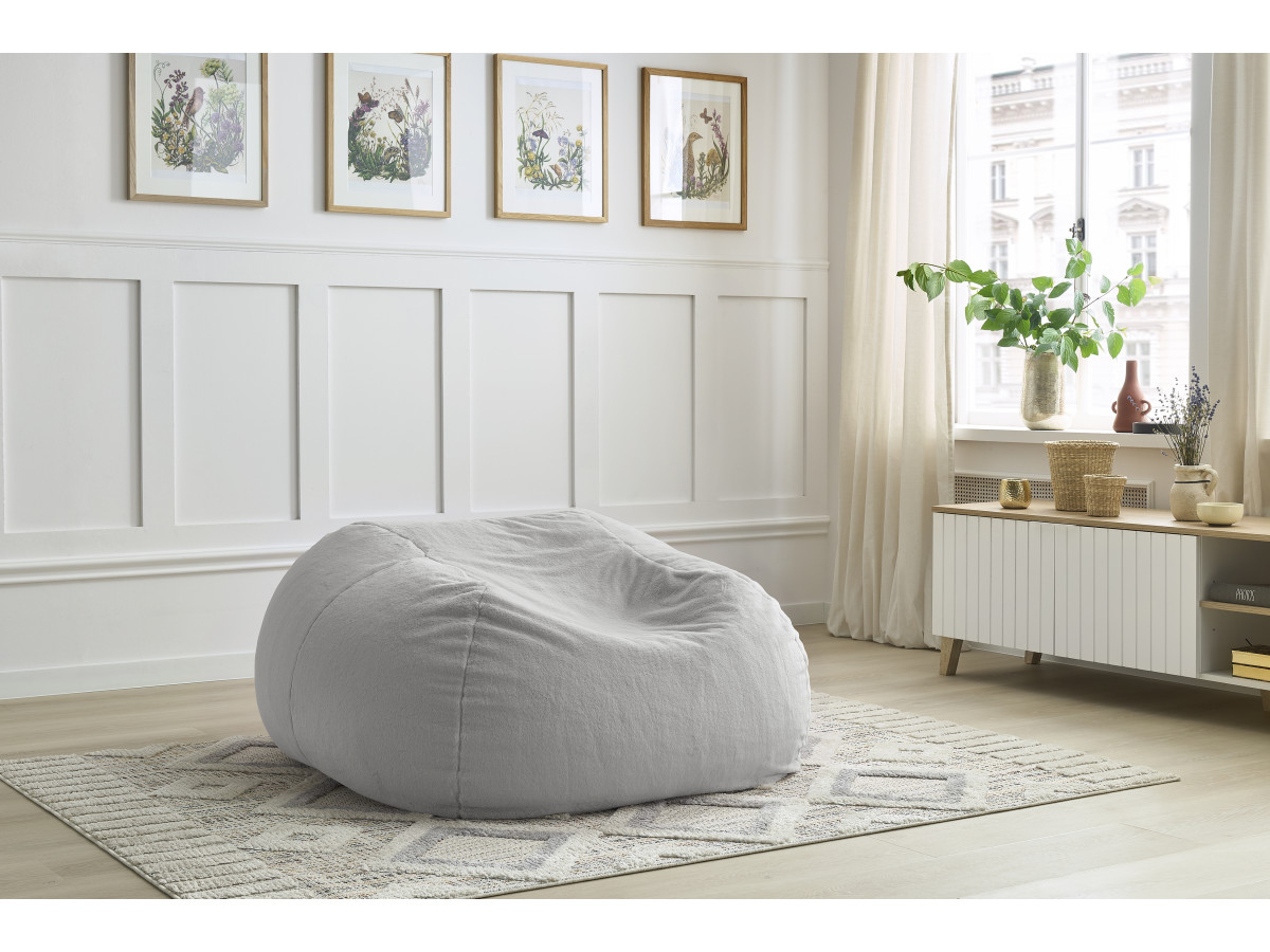 Pouf ultra moelleux MERIBEL tissu imitation fourrure
