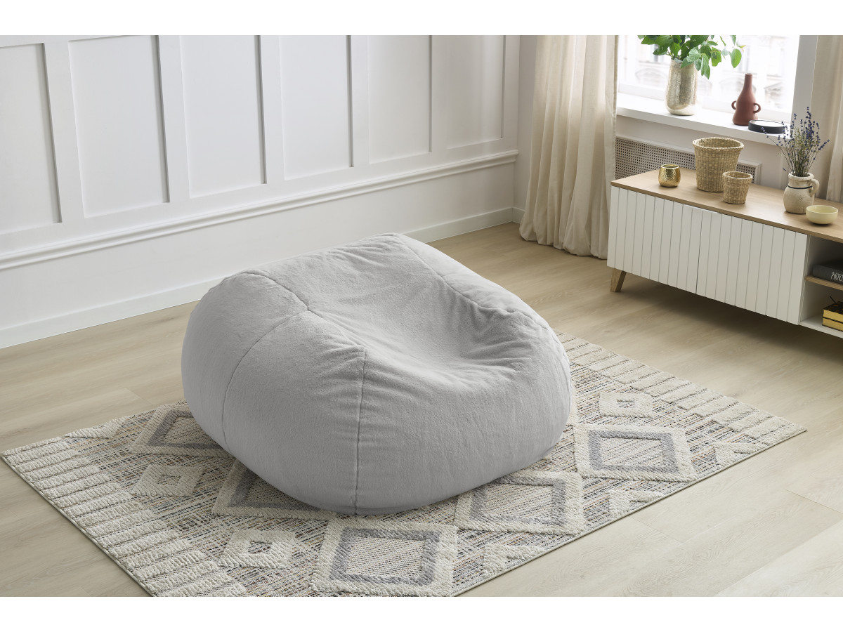 Pouf ultra moelleux MERIBEL tissu imitation fourrure