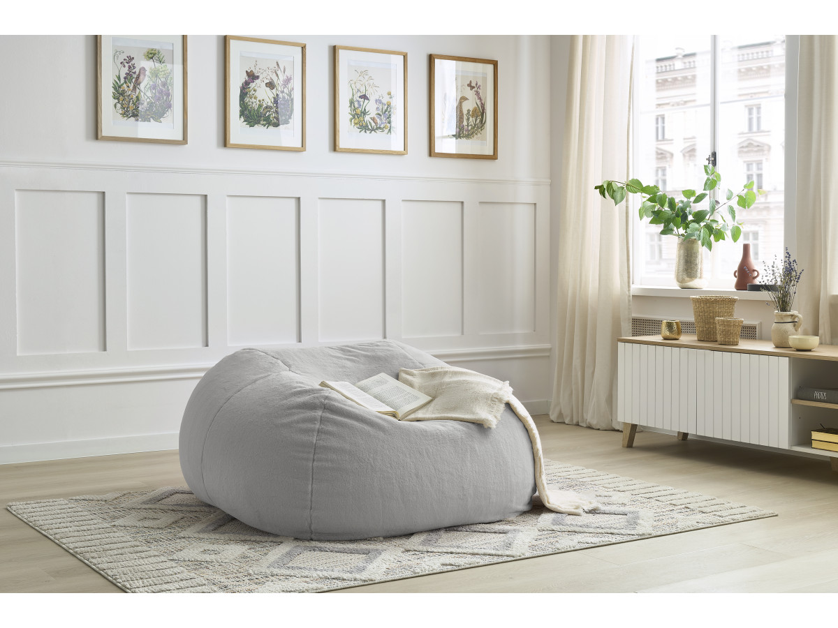 Pouf ultra moelleux MERIBEL tissu imitation fourrure