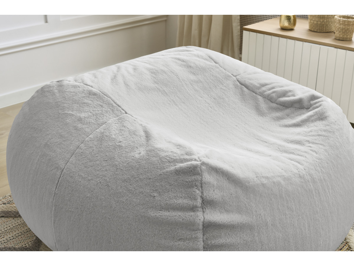 Pouf ultra moelleux MERIBEL tissu imitation fourrure