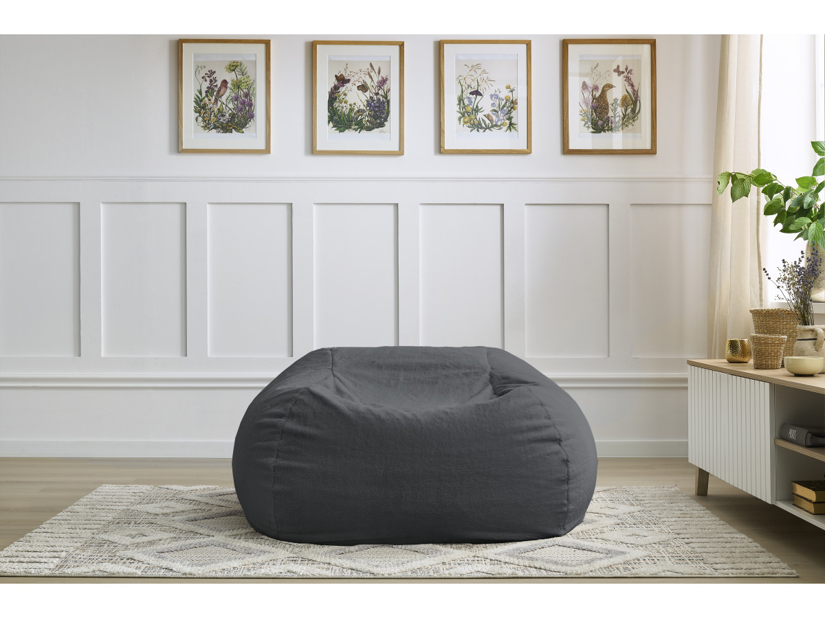 Pouf ultra moelleux MERIBEL imitation fourrure gris foncé — vue 5