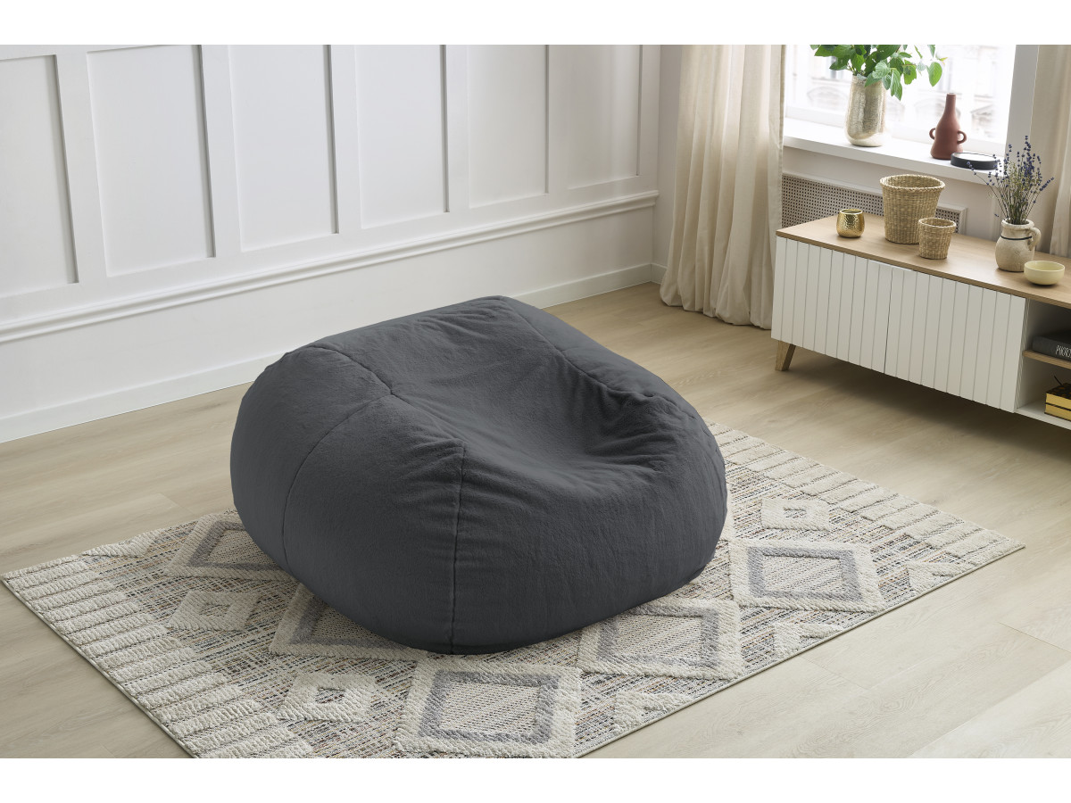 Pouf ultra moelleux MERIBEL tissu imitation fourrure