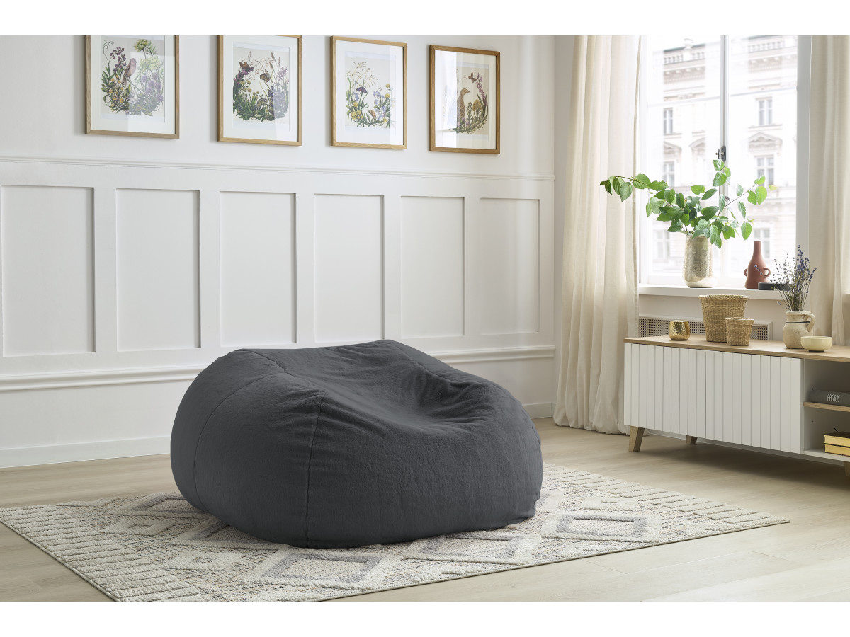 Pouf ultra moelleux MERIBEL tissu imitation fourrure