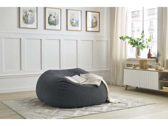 Pouf ultra moelleux VOLTAIRE velours côtelé
