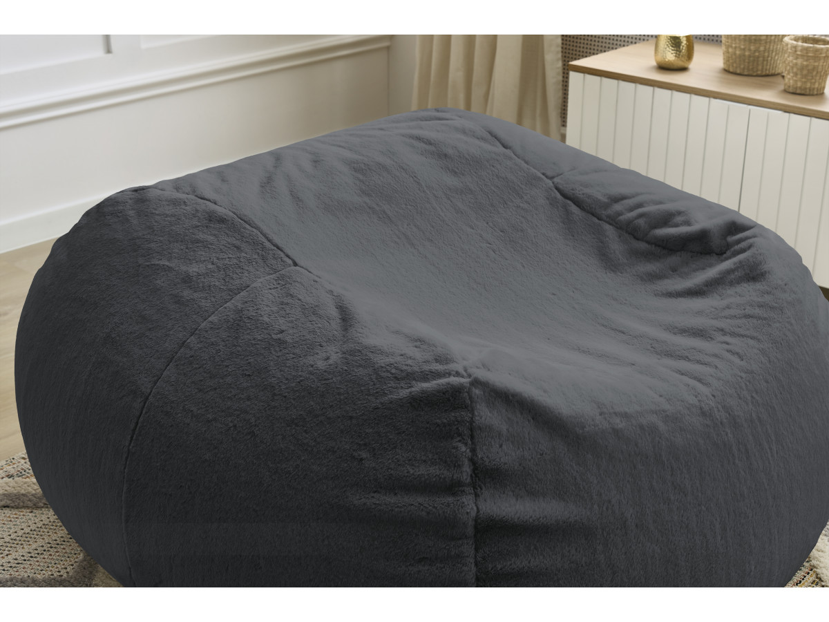 Pouf ultra moelleux MERIBEL tissu imitation fourrure