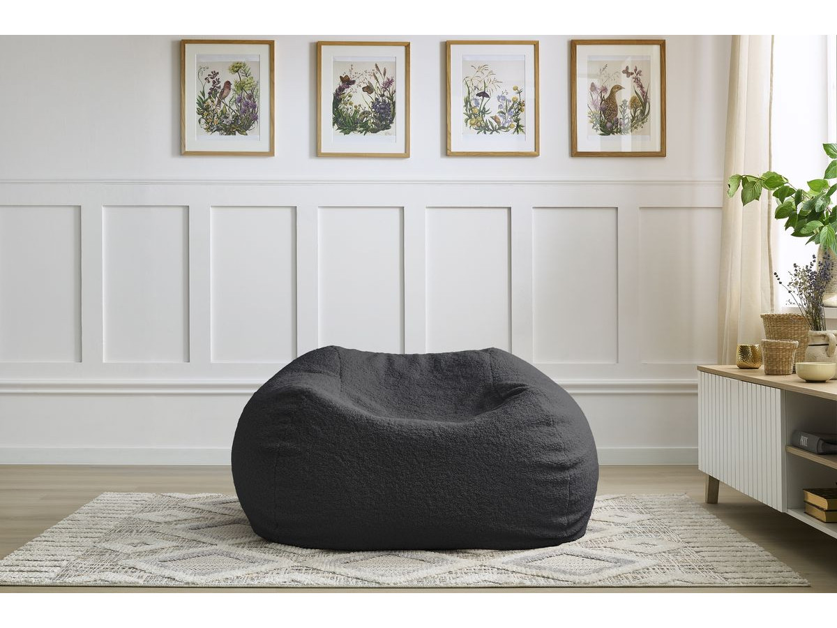 Pouf ultra moelleux MERIBEL bouclette noir — vue 5
