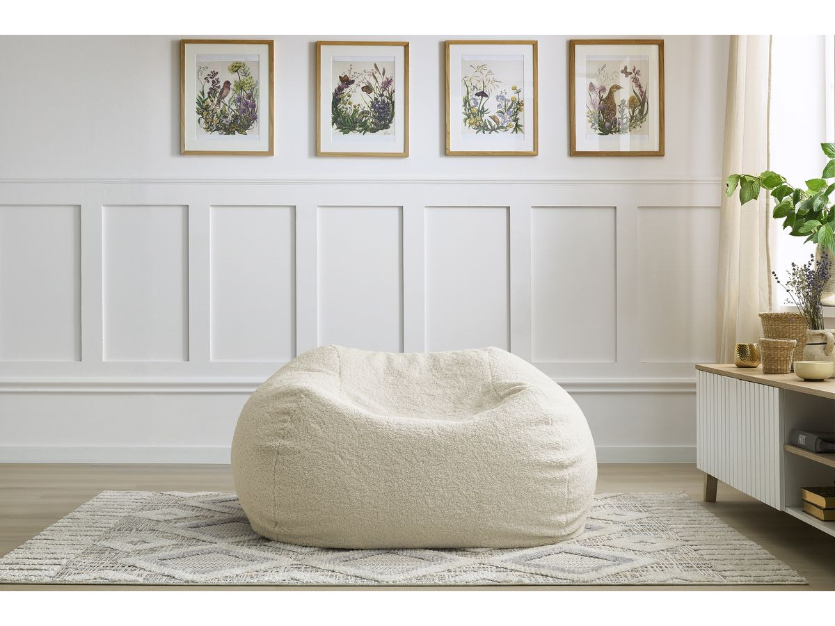 Pouf ultra moelleux MERIBEL bouclette beige — vue 5