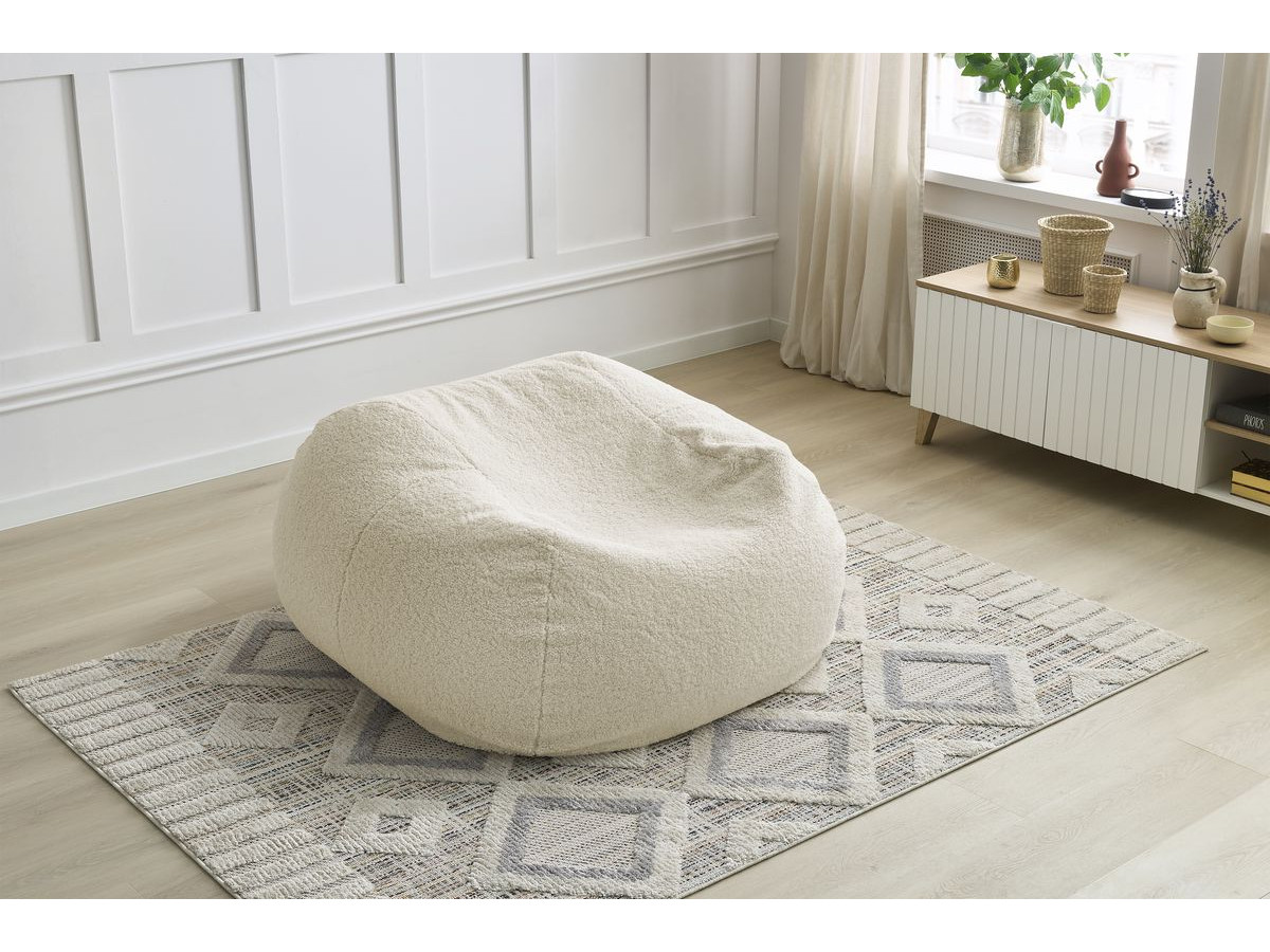 Pouf ultra moelleux MERIBEL bouclette beige — vue 6