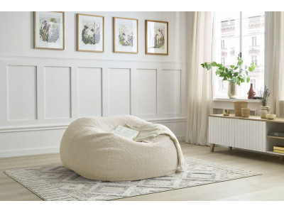 Pouf ultra moelleux MERIBEL tissu bouclette