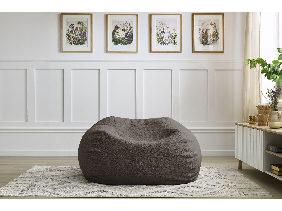 Pouf ultra moelleux MERIBEL bouclette marron — vue 5